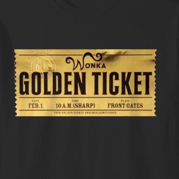Willy Wonka Golden Ticket Graphic T-Shirt Movie Fan Gift Chocolate Factory Tee - Picture 2 of 5
